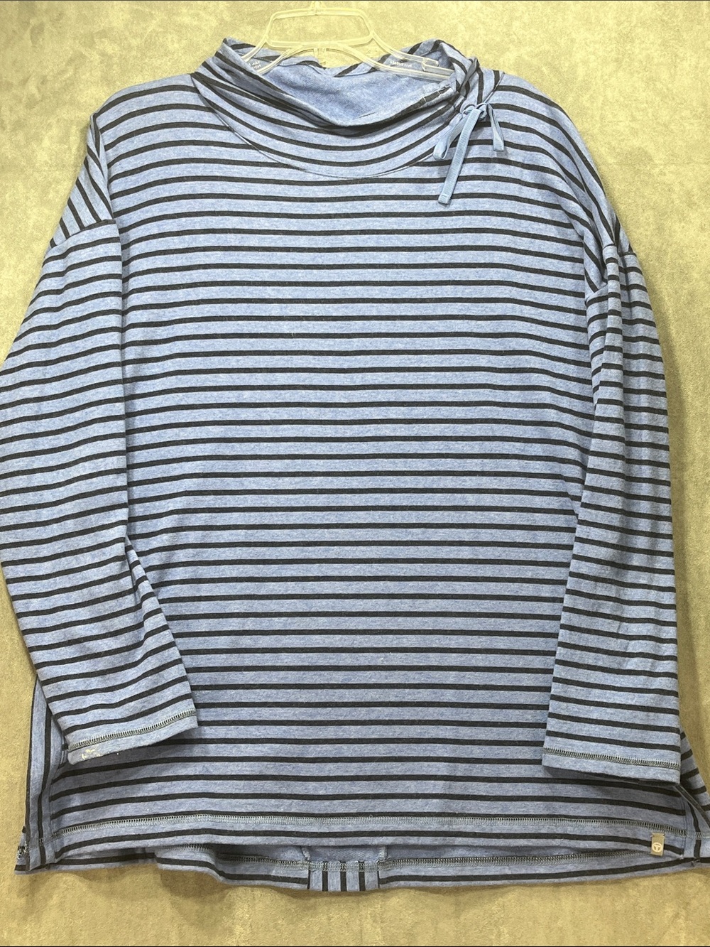 T by Talbots Blue Striped Cowl Neck Pullover Women's XL
